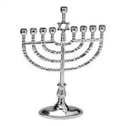Hanukkah Silver Menorah - Modern & Polished Chanukah Menorah Jewish Holiday Party Favors Decorations Judaica Festival Of Lights