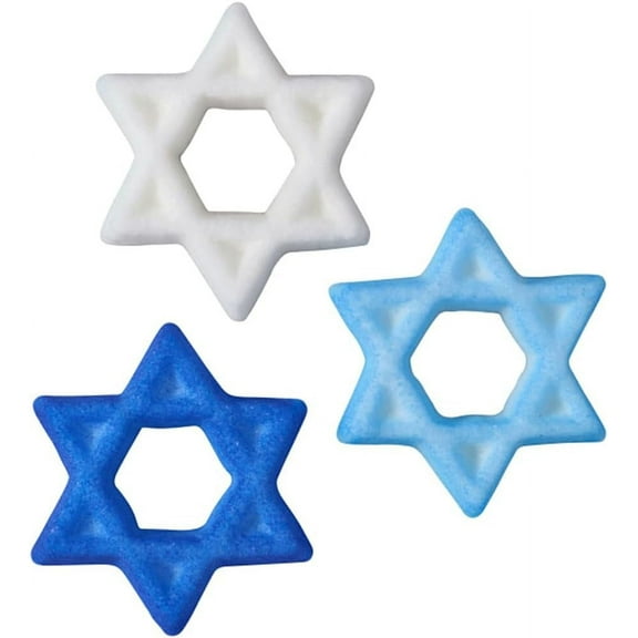 Hanukkah Star Cupcake Toppers - Edible Sugar Decorations for 24 Cupcakes