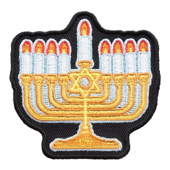 Hanukkah Star of David Menorah Embroidered Biker Patches