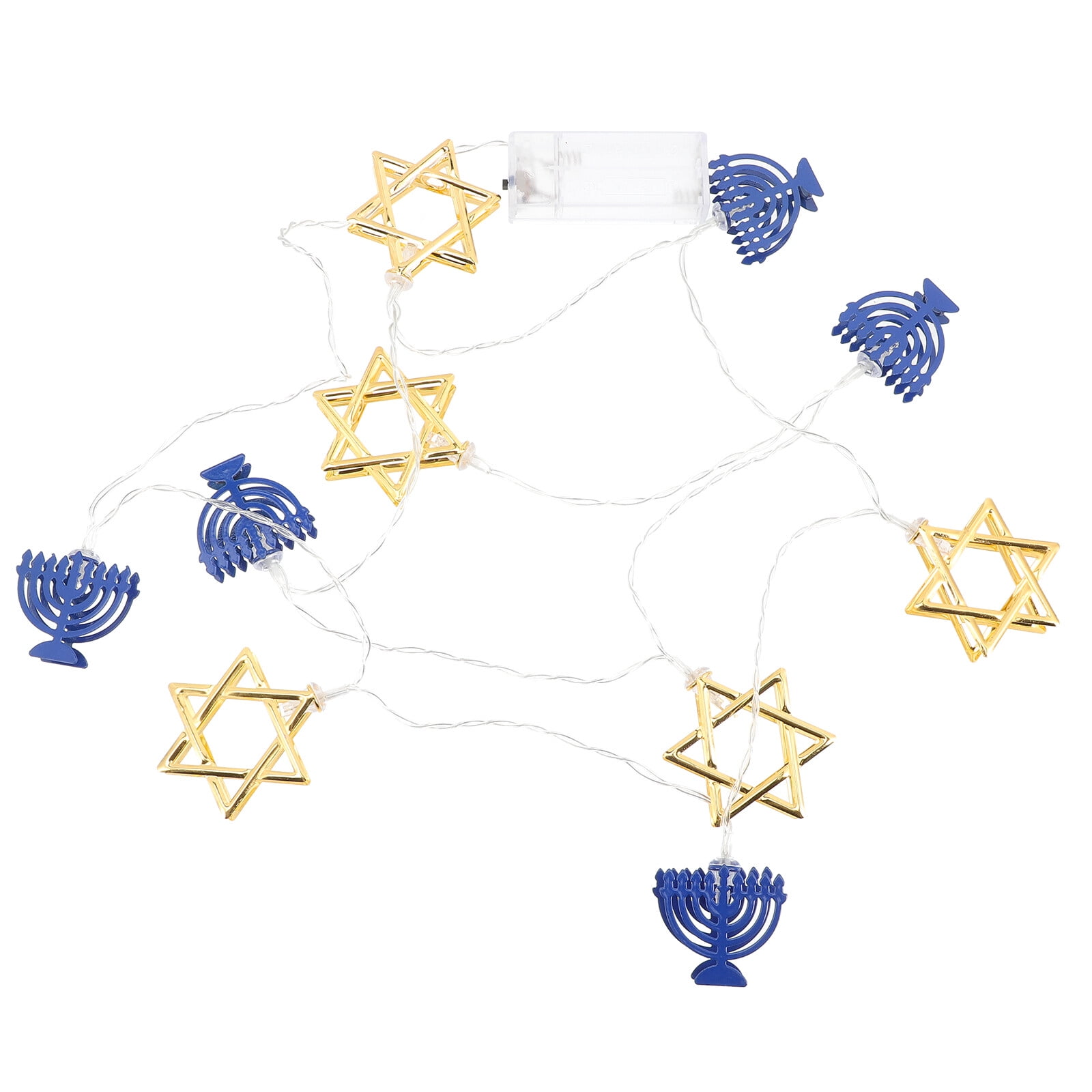 Hanukkah String Lights Candlesticks LED Fairy Signs Indoor Wrought Iron