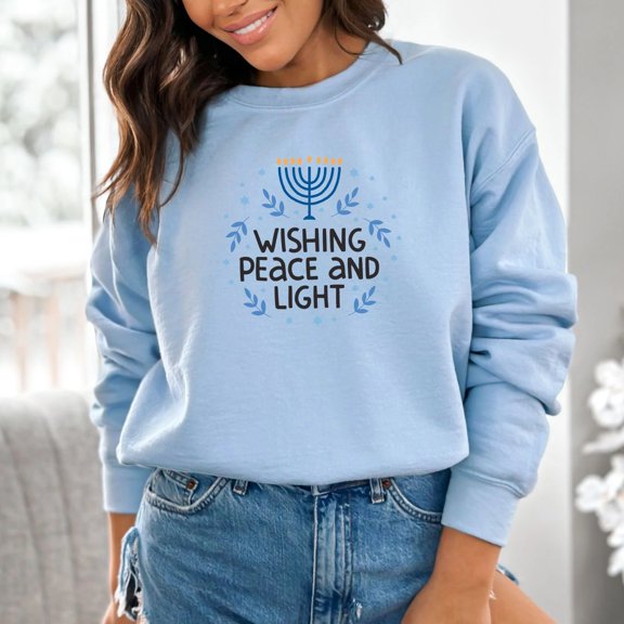 Hanukkah Sweatshirt, Wishing Peace and Light