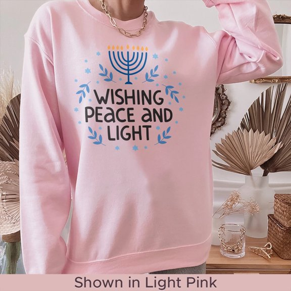 Hanukkah Sweatshirt, Wishing Peace and Light