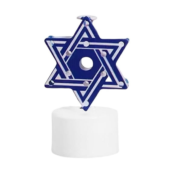 Hanukkah Tealight Candles Operated LED Flameless Tealight Candles Blue Star of David Menorah Hanukkah Indoor Decorations Table Centerpieces