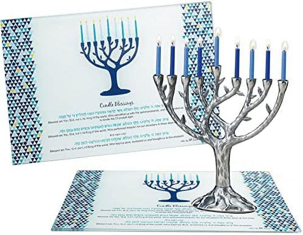 Hanukkah Tempered Glass Drip Tray Tree Of Life Design For Menorah
