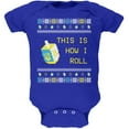 thumbnail image 1 of Hanukkah This is How I Roll Dreidel Ugly Christmas Sweater Soft Baby One Piece Royal 12-18 M, 1 of 1