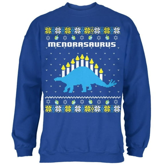 Hanukkah Ugly Sweater Menorasaurus Menorah Stegasaurus Mens Sweatshirt
