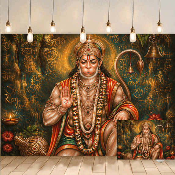 Hanuman God Themed Backdrop Background Banner - Walmart.com