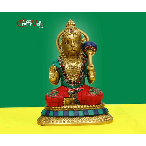 Hanuman ji Idol 7 Inch/ 18 CM Statue, Bajrangbali Statue, Ram Bhakt Hanuman, Sitting Hanuman for Home, Office, Temple, Corner, dcor, Gifts.
