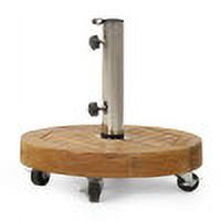 Hanville Acacia Wood Outdoor 33lb Circular Umbrella Base with Stainless Steel Tube, Teak