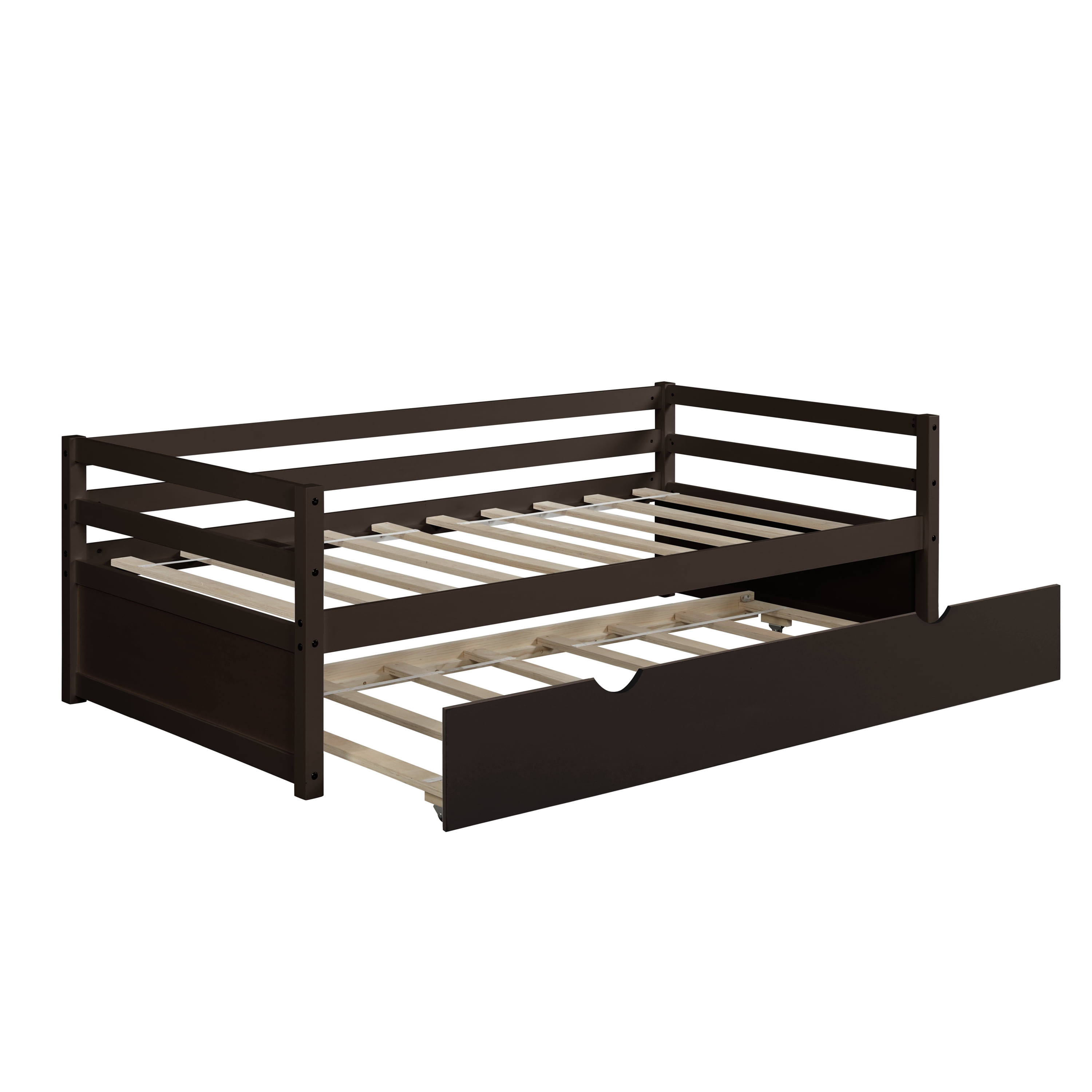 Hanway Solid Wood Frame Twin Daybed with Pull Out Trundle, Twin Size