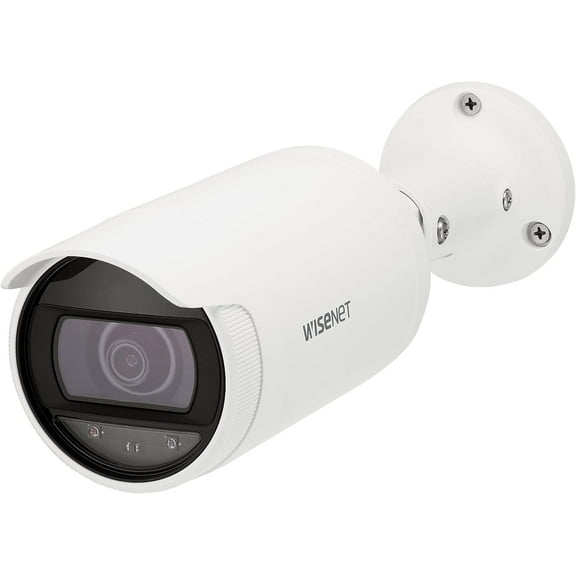 Hanwha ANO-L6012R 2MP IR WDR ICR Outdoor Network H.265 PoE Bullet Camera with 2.8mm Fixed Lens, White/Plastic