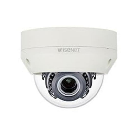 Hanwha HCV-7010RA 65 ft. Wisenet HD Plus 4MP AHD or CVBS Formats 2.8 mm Fixed Lens 12V DC IR Outdoor Dome Camera