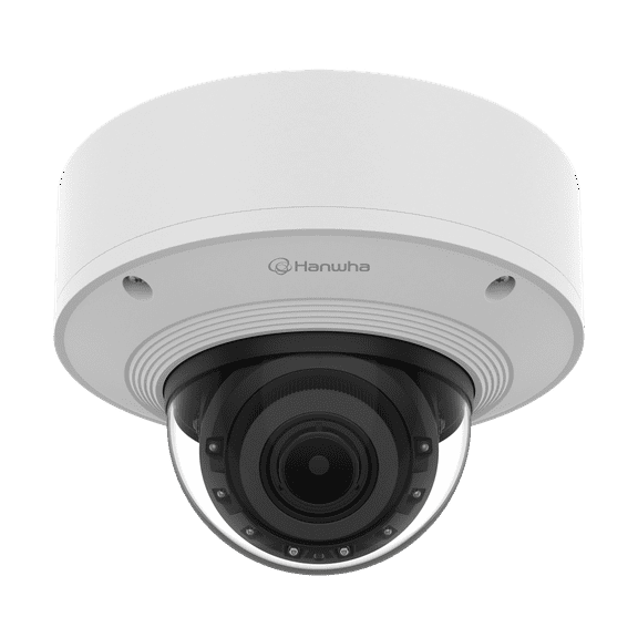 Hanwha Vision PNV-A6081R-E1T 2MP AI IR Dome Camera with Built-in 1TB SSD, 4.389.33mm Varifocal Lens, 7.09"x5.12", 40m IR, IP66/IP6K9K/IK10, PoE+, AI Analytics, Up to 120fps