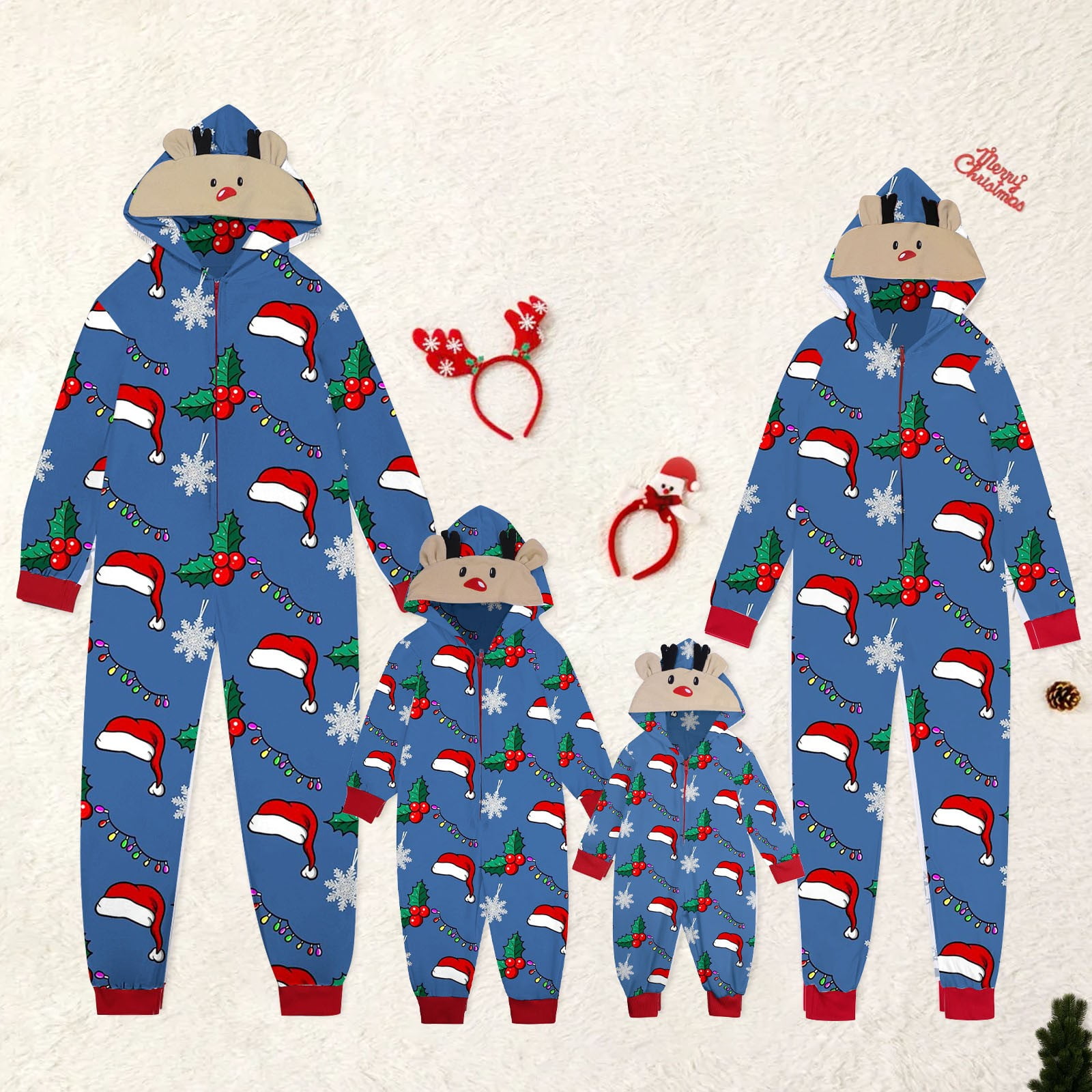 Hanzidakd 2025 Family Christmas Pajamas Matching Sets Crew Neck Long