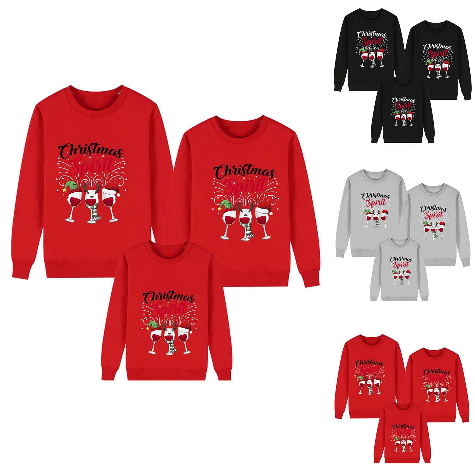 Hanzidakd 2024 Family Christmas Pjs Matching Sets Crew Neck Long Sleeve