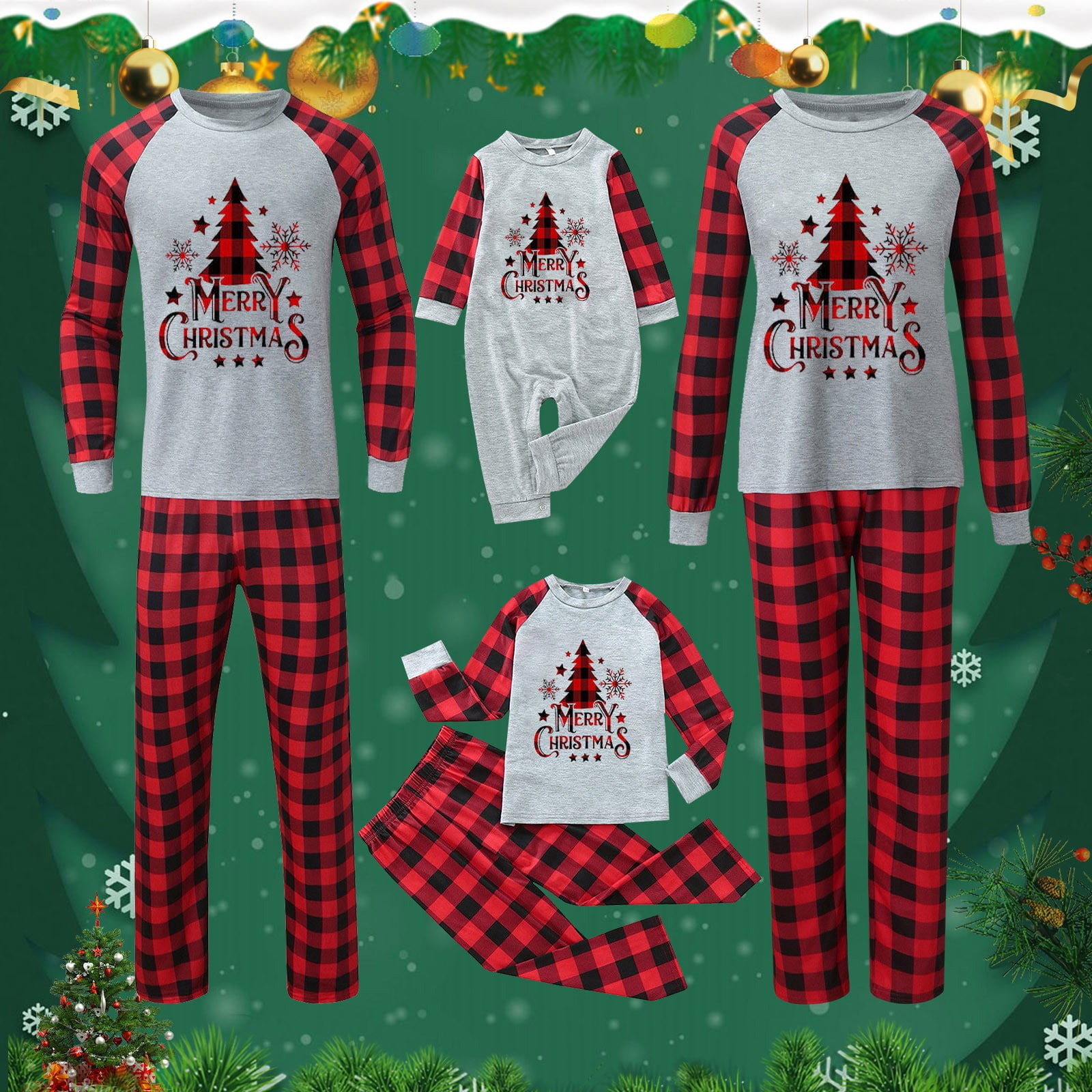 Hanzidakd 2024 Family Matching Christmas Pajamas Set PJs Xmas Gift