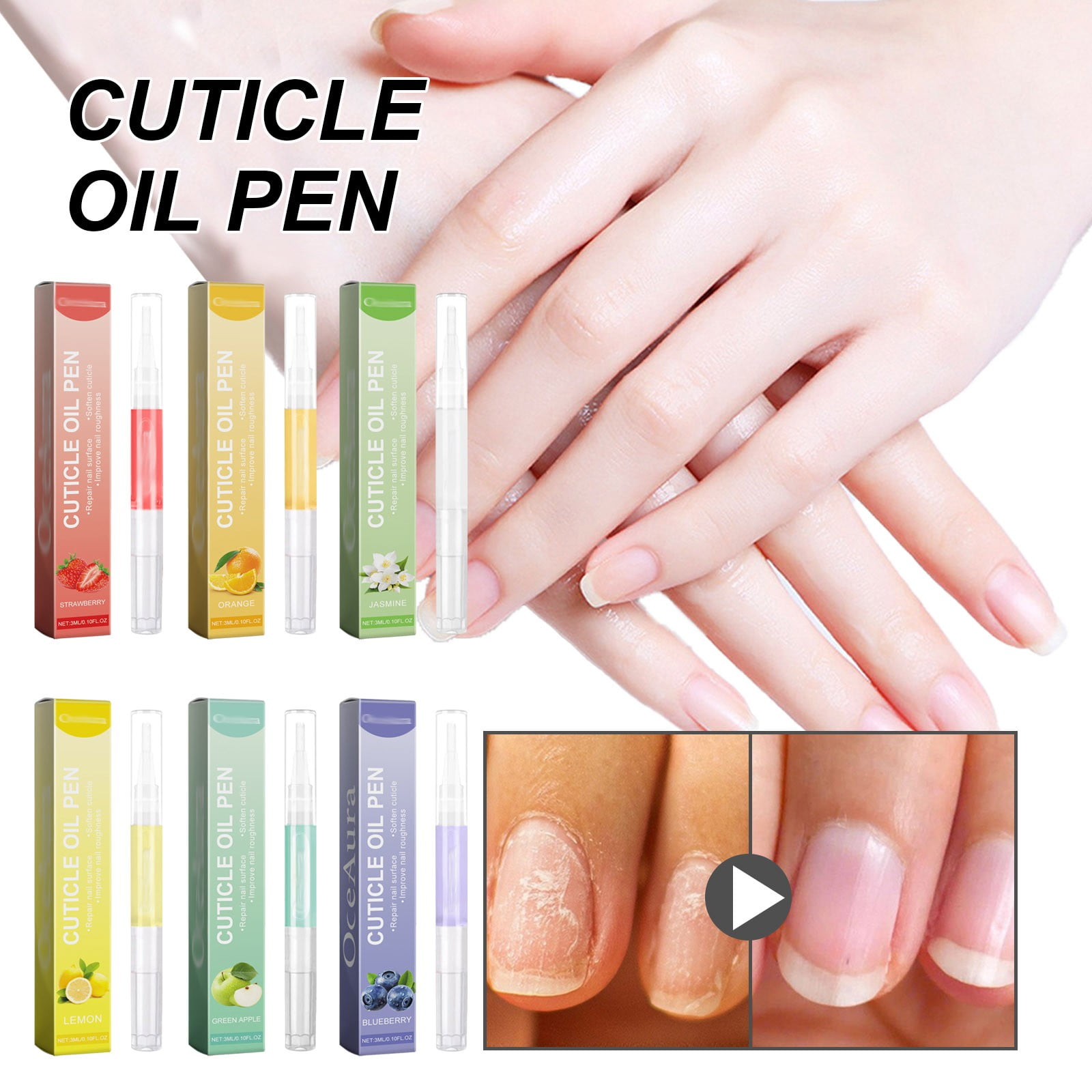 Hanzidakd Natural Cuticle Oil Pen: 6 Colors Revitalizing Cuticle Oil ...