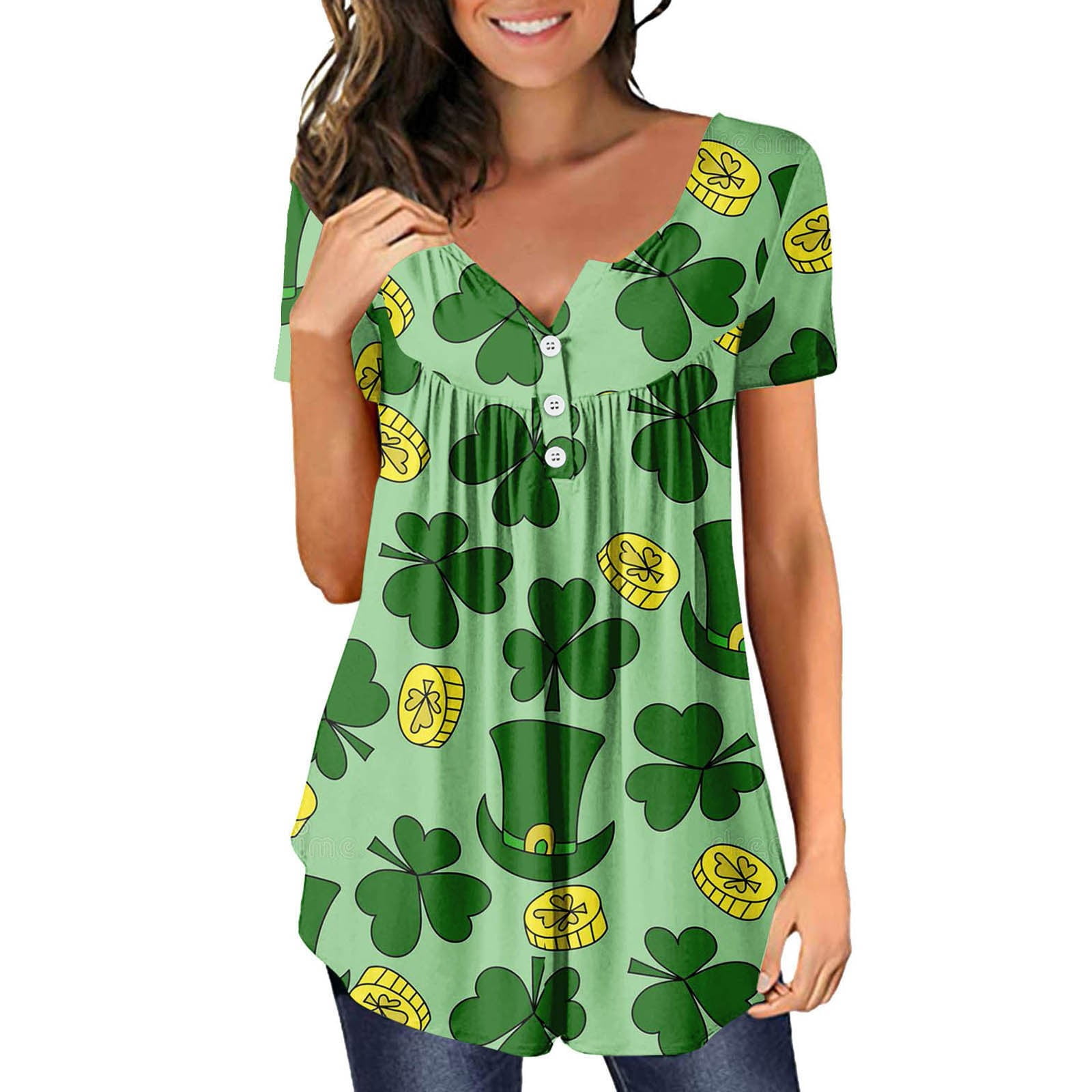 Hanzidakd St. Patricks Day Shirts St Patricks Day Womens Short Sleeve ...
