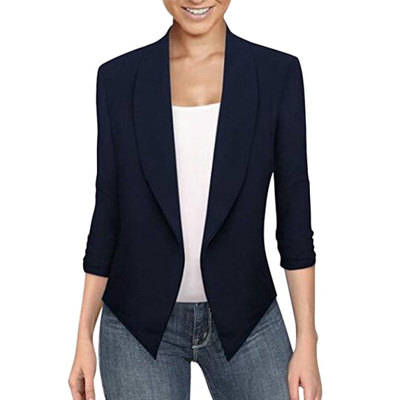 Hanzidakd Women's Button Down Cardigan Fall And Winter Long Sleeve V-Neck Polyester Plus Size Fashion Button Down Cardigan Blue M