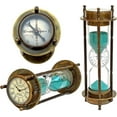 thumbnail image 1 of Hanzla Collection Marine Antique Brass Compass Hourglass Nautical Maritime Sand Timer & Desk Clock Vintage Hour Glass Metal Sand Watch Sand Clock Decorative Sandglass for Gift & Home Desk Office Decor, 1 of 2