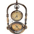 thumbnail image 1 of Hanzla Collection Nautical Clock Ship Table Clock Brass Desk Clock Maritime Brass Compass with Antique Victoria London Pocket Watch, 1 of 4