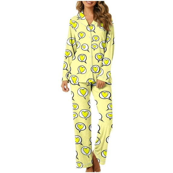 HaoXianJian 2 Pack Womens Pajama s Long Sleeve with Long Pajama Pant V-neck Soft Sleepwear Heart Printed Pjs Loungewear s Plus Size 2X 3X