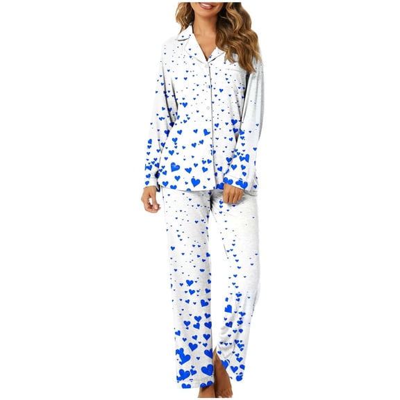 HaoXianJian 2 Pack Womens Pajama s Long Sleeve with Long Pajama Pant V-neck Soft Sleepwear Heart Printed Pjs Loungewear s Plus Size 2X 3X