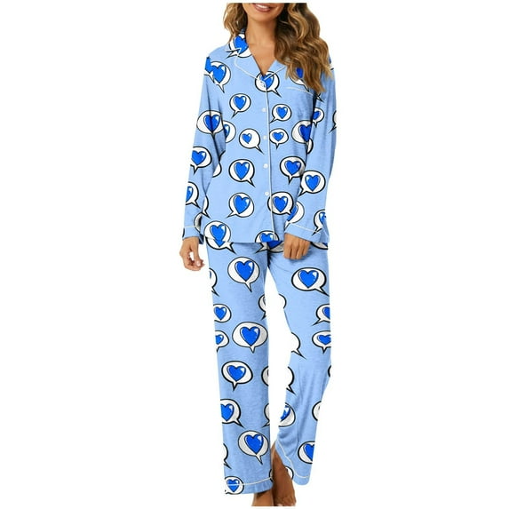 HaoXianJian 2 Pack Womens Pajama s Long Sleeve with Long Pajama Pant V-neck Soft Sleepwear Heart Printed Pjs Loungewear s Plus Size 2X 3X