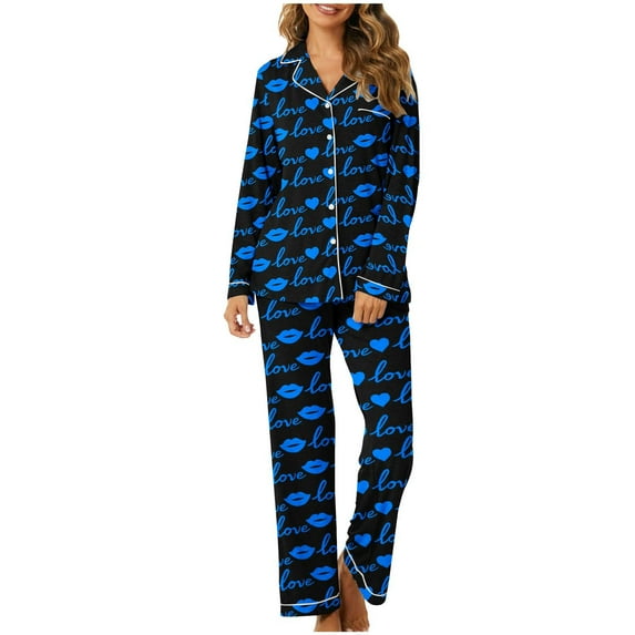 HaoXianJian 2 Pack Womens Pajama s Long Sleeve with Long Pajama Pant V-neck Soft Sleepwear Heart Printed Pjs Loungewear s Plus Size 2X 3X