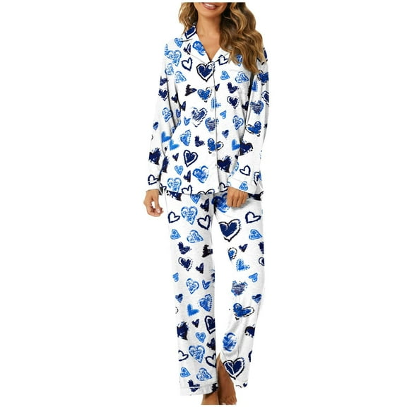 HaoXianJian 2 Pack Womens Pajama s Long Sleeve with Long Pajama Pant V-neck Soft Sleepwear Heart Printed Pjs Loungewear s Plus Size 2X 3X