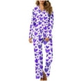 thumbnail image 1 of HaoXianJian 2 Pack Womens Pajama s Long Sleeve with Long Pajama Pant V-neck Soft Sleepwear Heart Printed Pjs Loungewear s Plus Size 2X 3X, 1 of 7