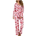 thumbnail image 1 of HaoXianJian 2 Pack Womens Pajama s Long Sleeve with Long Pajama Pant V-neck Soft Sleepwear Heart Printed Pjs Loungewear s Plus Size 2X 3X, 1 of 7