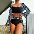 thumbnail image 1 of HaoXianJian 3 Piece Women's Swimsuits Bikinis with Mesh Long Shirt Bathing Suit Thong Hight Waisted V Neck Swimwear 2025 Swim Suit, 1 of 5