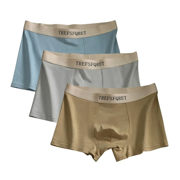 HaoXianJian 3pc Men's Breathable Trunks Underwear Elastic Waistband No Ride Boxers Briefs Support Pouch Trunks Comfortable Cool Underwear for Men 3 Pack Multipack Plus Size L-4X