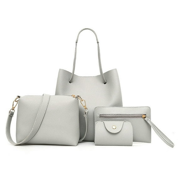 HaoXianJian 4pc Set Handbags Women Shoulder Bag Purse Card Holders Shopper Large Tote Satchels