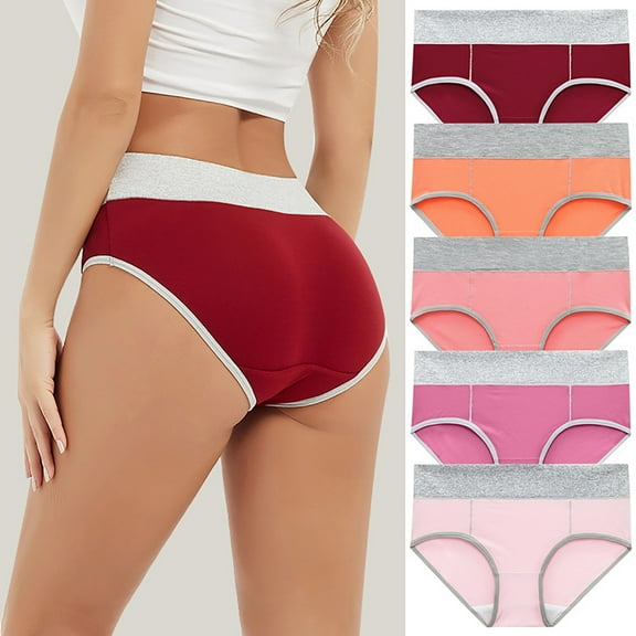 HaoXianJian 5Pc Underwear for Women Cute Hight Rise Bikini Brief Panties Ladies Stretchy Cheeky Briefs Panty Breathable Stretch Underpants 3X 4X 5X