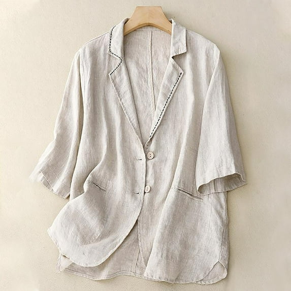 HaoXianJian Blazers for Women Solid Color Spring Jackets 2025 Cardigan Slim Fits Open Front Long Sleeve Lapel Dressy Tops for Women Office Work Suit Business Blouses Outfits Casual Blazer S-3X