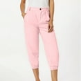 thumbnail image 1 of HaoXianJian Capris Pants for Women with Pockets Elastic Waist Cropped Work Pants Elastic Knee Capris Pant Jogger Lounge Below Knee Length Long Shorts, 1 of 5