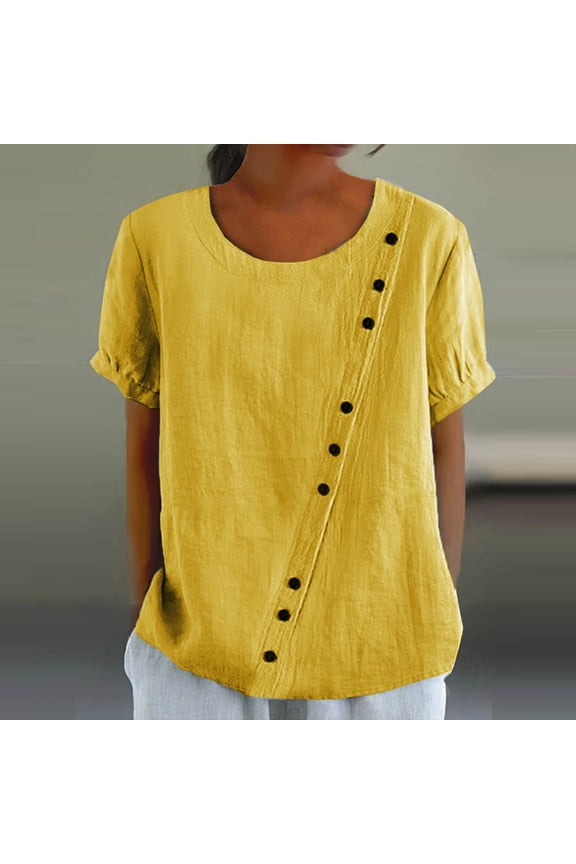 Casual Womens Shirts Spring Tops for Women Summer Crew Neck Short Sleeve Shirts Solid Color Blouse Going Out Tops for Women Basic Tees Loose Fits