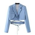 thumbnail image 1 of HaoXianJian Cropped Blazers for Women 2025 Suit Jackets Business Casual Button Long Sleeve Suit Jacket Trendy Casual Outfits for Work Office Blazer S-2X, 1 of 3