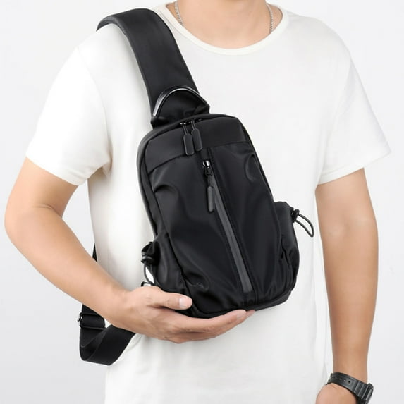 HaoXianJian Crossbody Bags for Men Shoulder Bag Purse Wide Shoulder Strap Double Pocket Chest Bag