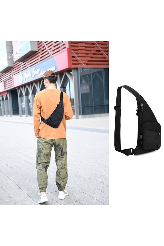 Bags for Men Wide Shoulder rap Double Pocket Che Bag Shoulder Bag Purse Lightweight Sling Backpack Sports Workout Running