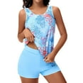 thumbnail image 1 of HaoXianJian Floral Print Womens Tankinis Bathing Suits Swimsuits for Women 2 Piece Summer Bathing Suits Long Torso Tank Tops Modest Loose Fits Strap Crew Neck Swimwear with Shorts S-2X, 1 of 8