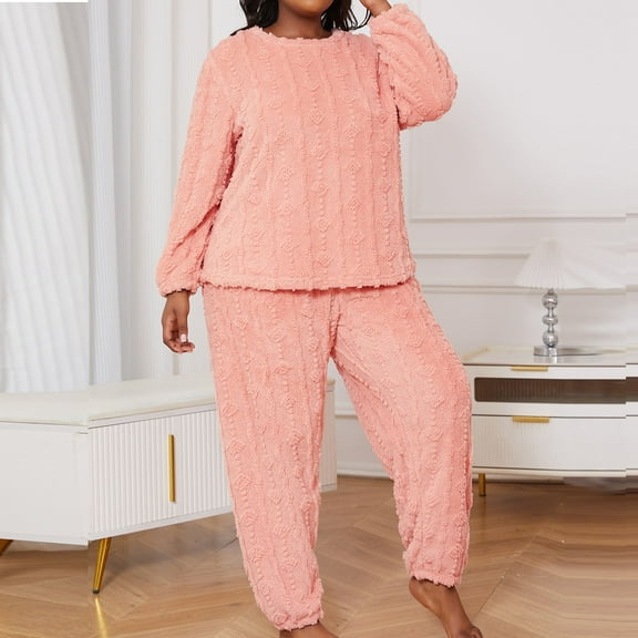 HaoXianJian Fluffy Pajamas for Women Soft Loose Plush Sleepwear Fuzzy Loungewear for Winter Plus Size XL-5XL