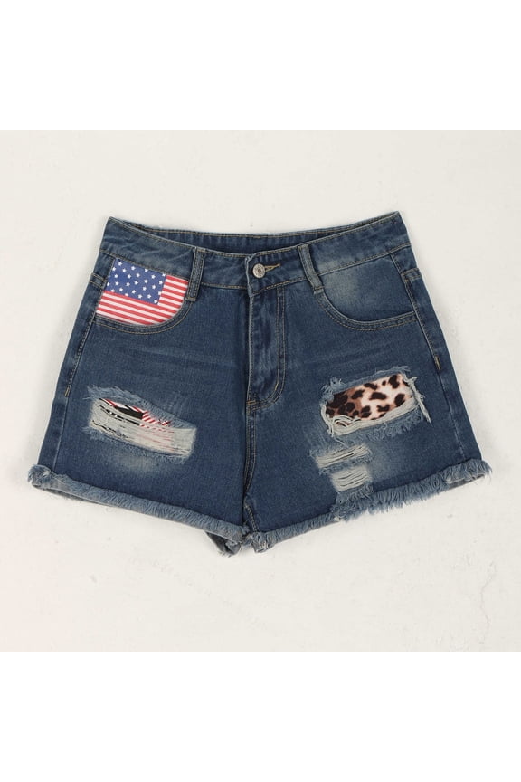 Independence Day Women's Casual Hight Waist Stretch Denim Shorts Cut Off Ripped Hot Pants Nightclub Beach Shorts Party Clubwear Hot Pant