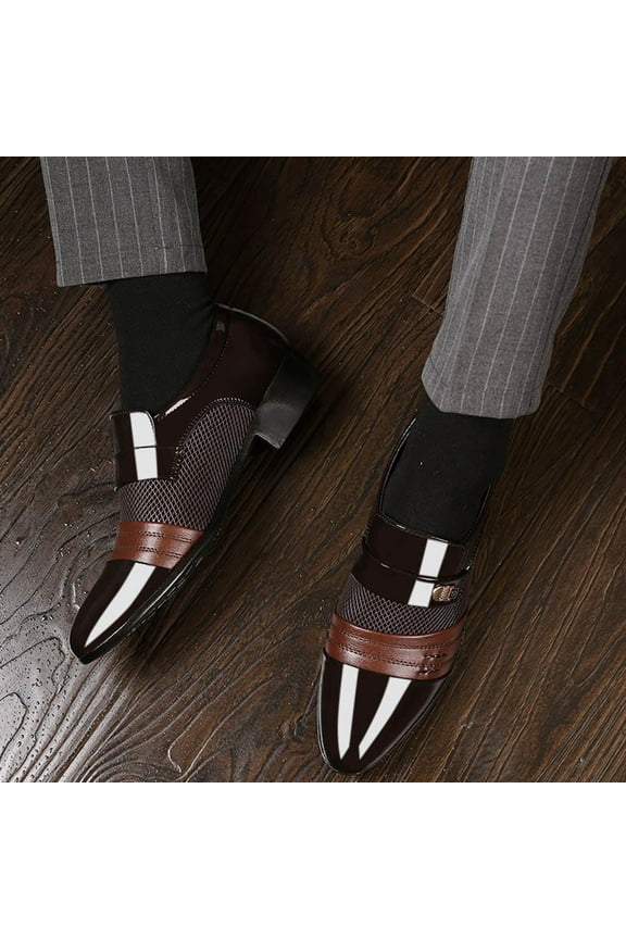 Leather Dress Shoes for Men Loafers Boats Dress Driving Classic Wingtip Oxfords for Men Wide Summer Breathable Fashion Walking Work Office Business Male