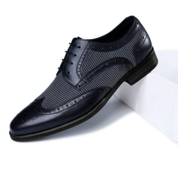 HaoXianJian Leather Dress Shoes for Men Loafers Boats Dress Driving Classic Wingtip Oxfords for Men Wide Summer Breathable Fashion Walking Work Office Business Male