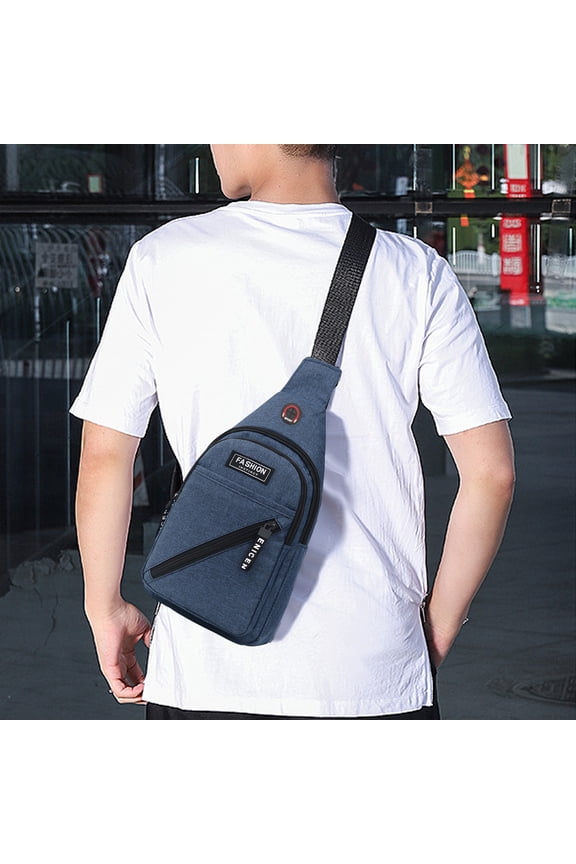 Letter Print Bags Wide Shoulder rap Double Pocket Che Bag with USB Charging Port Hiking Backpack Travel Sports Workout Running