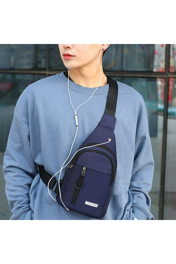 Letter Print Bags Wide Shoulder rap Double Pocket Che Bag with USB Charging Port Hiking Backpack Travel Sports Workout Running