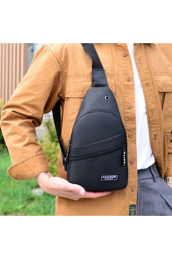 Letter Print Bags Wide Shoulder rap Double Pocket Che Bag with USB Charging Port Hiking Backpack Travel Sports Workout Running